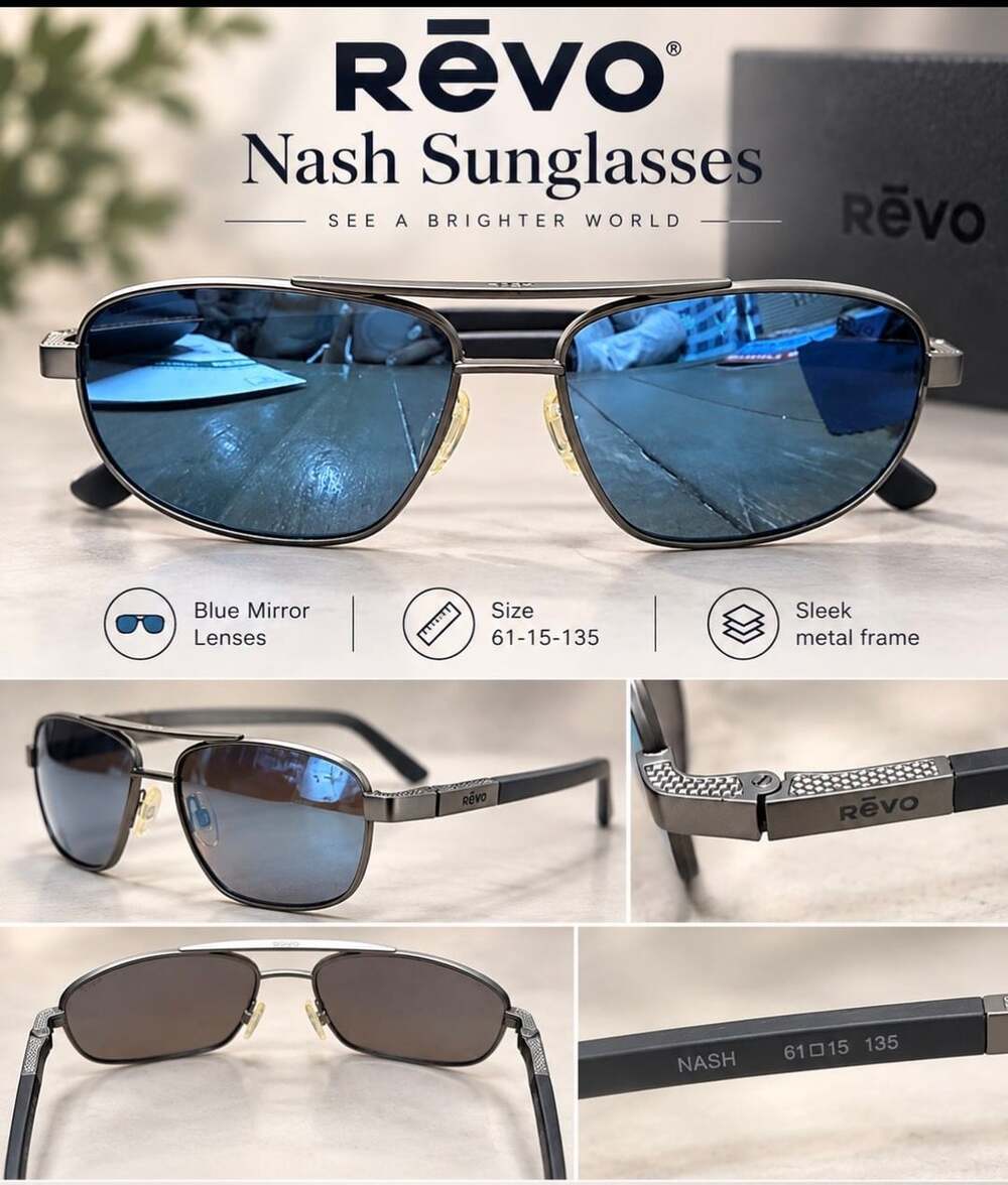 Revo Nash Sunglasses Gunmetal Frame with Blue Mirror Lenses 61-15-135